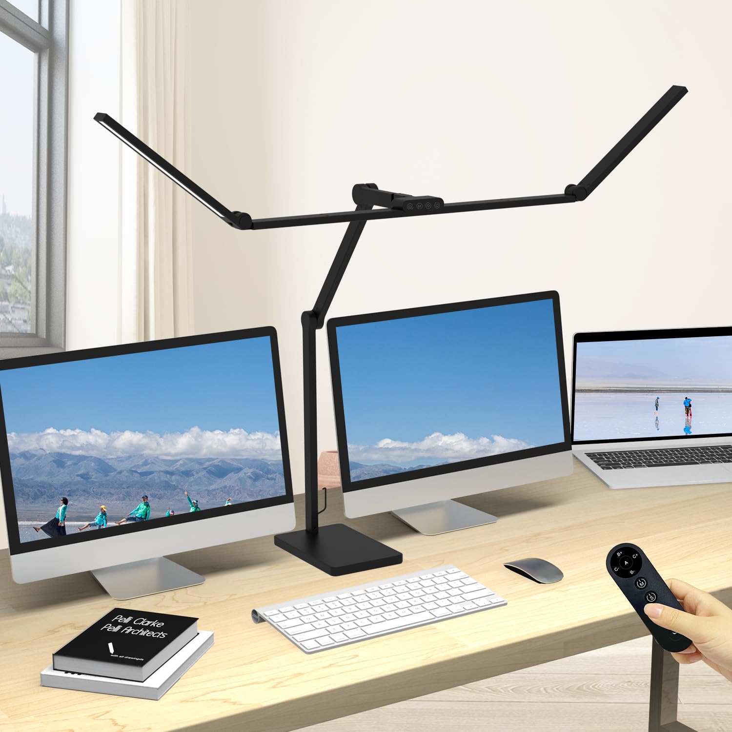 EPABINA Die 36W 3000 Lumen Schreibtischlampe mit Sockel, LED Dimmbar Tageslichtlampe, Drehbare Tischlampe, 120cm Monitor Lampe mit Automatischer Beleuchtung für Zeichnen