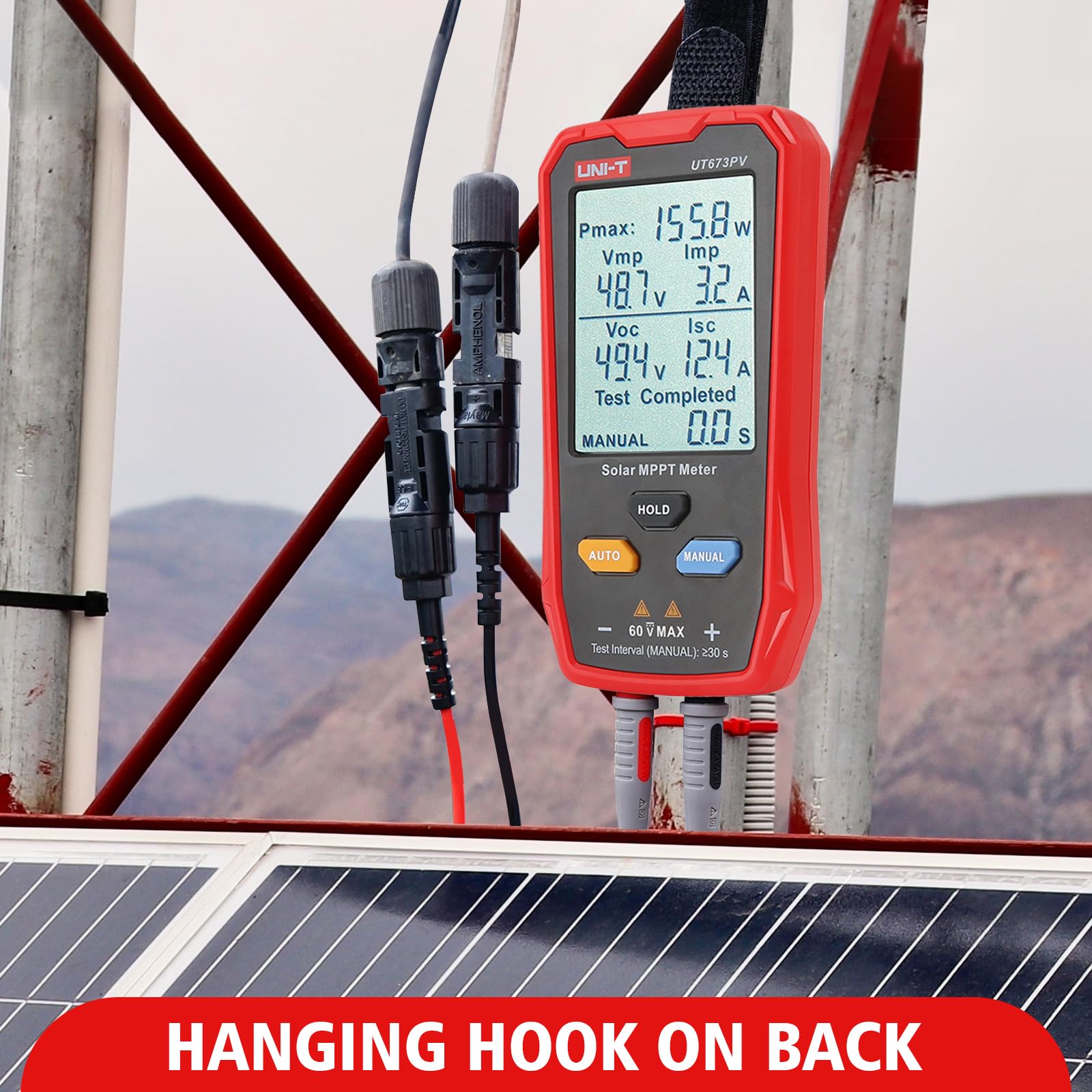 Solarpanel Tester, UT673PV 800W Photovoltaik Multimeter mit LCD-Display, Photovoltaik Solarpanel tester Leistungsmessgerät, Smart MPPT Leerlaufspannungs Fehlerbehebung, kein Strom erforderlich