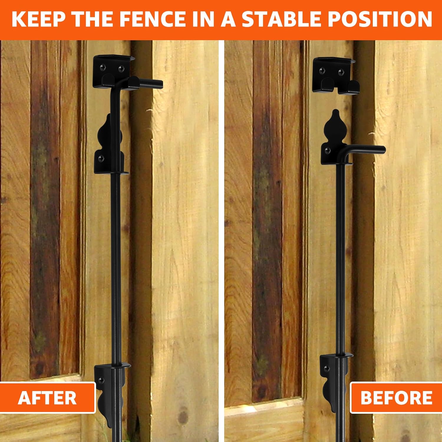 Cane Bolt Gate Drop Rod Kit 18 inch Solid Steel Cane Bolts Heavy Duty Gate Drop Rod for Wood Fences PVC Vinyl Metal Gates Fences Doors (18in)