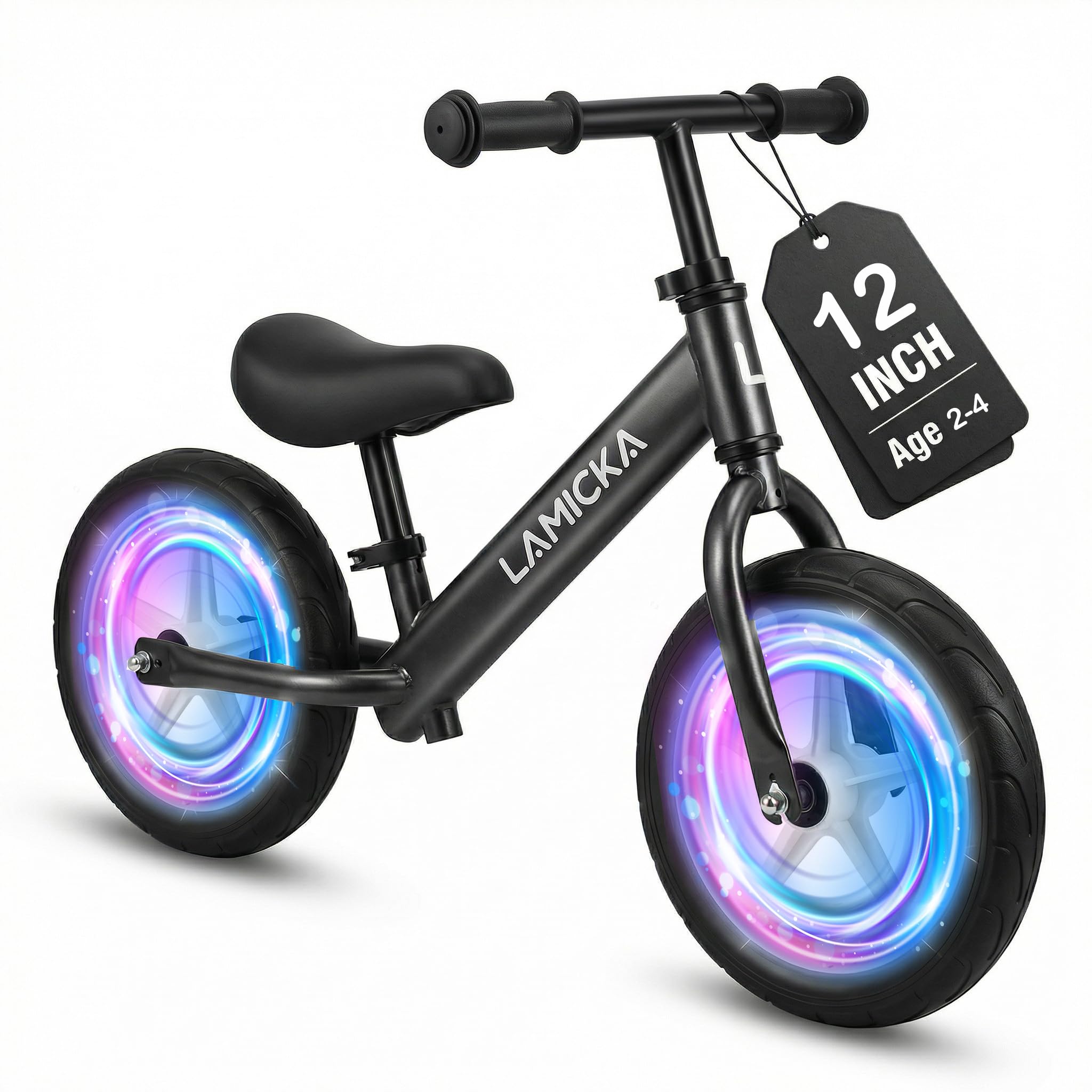 TRIOBLADE 12"/14" Balance Bike 2-5 Year Old Toddler Bike Kids Baby First Bike Training Bicycle No Pedal Adjustable Handlebar/Seat Gift for 2-5 Year Old Boys Girls (Black)