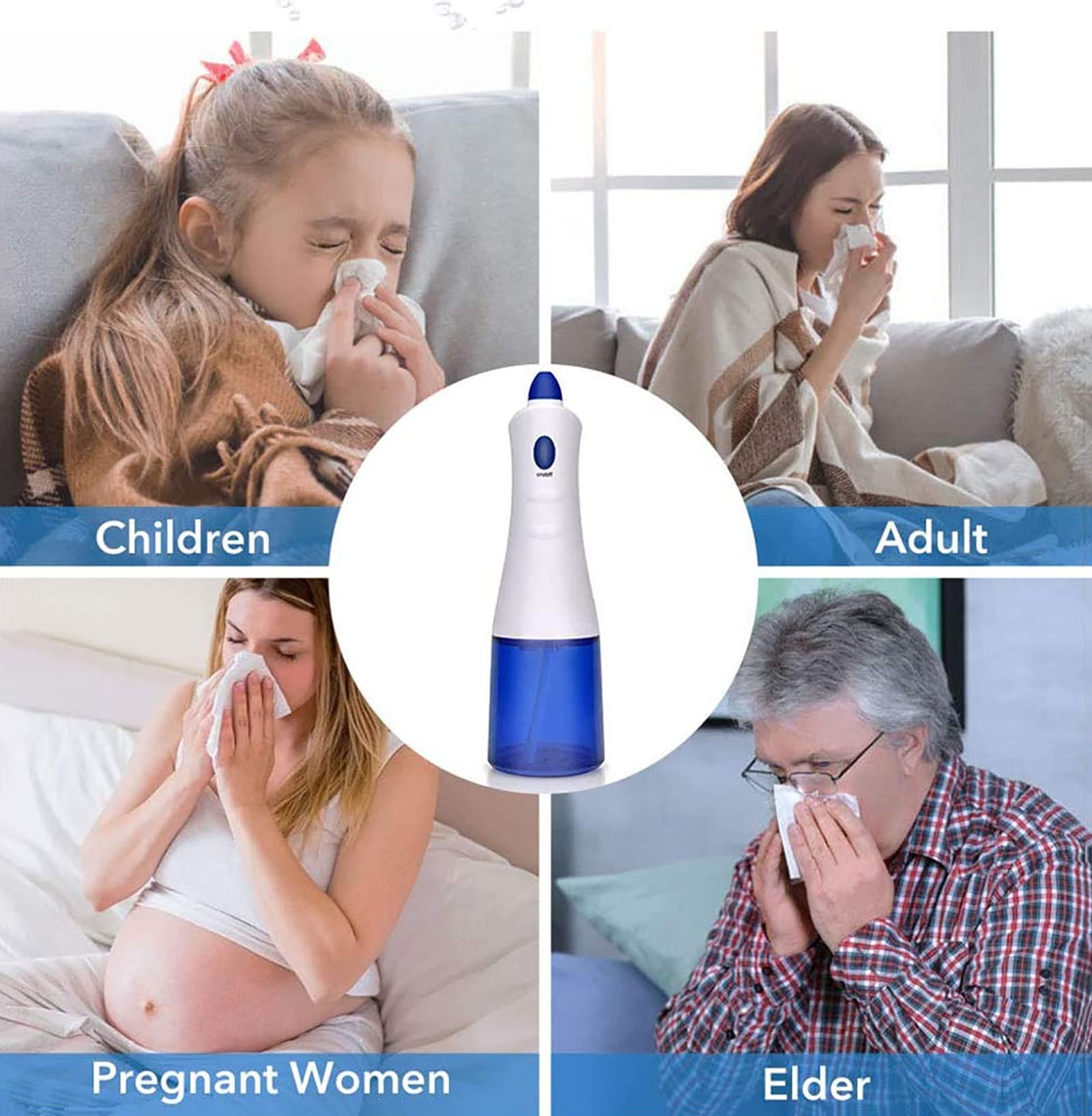 Système d'irrigation des Sinus nasaux, Nettoyeur de Nez électrique pour bébé avec Deux becs, aspirateur de Nez Anti-refoulement pour Adultes et Enfants