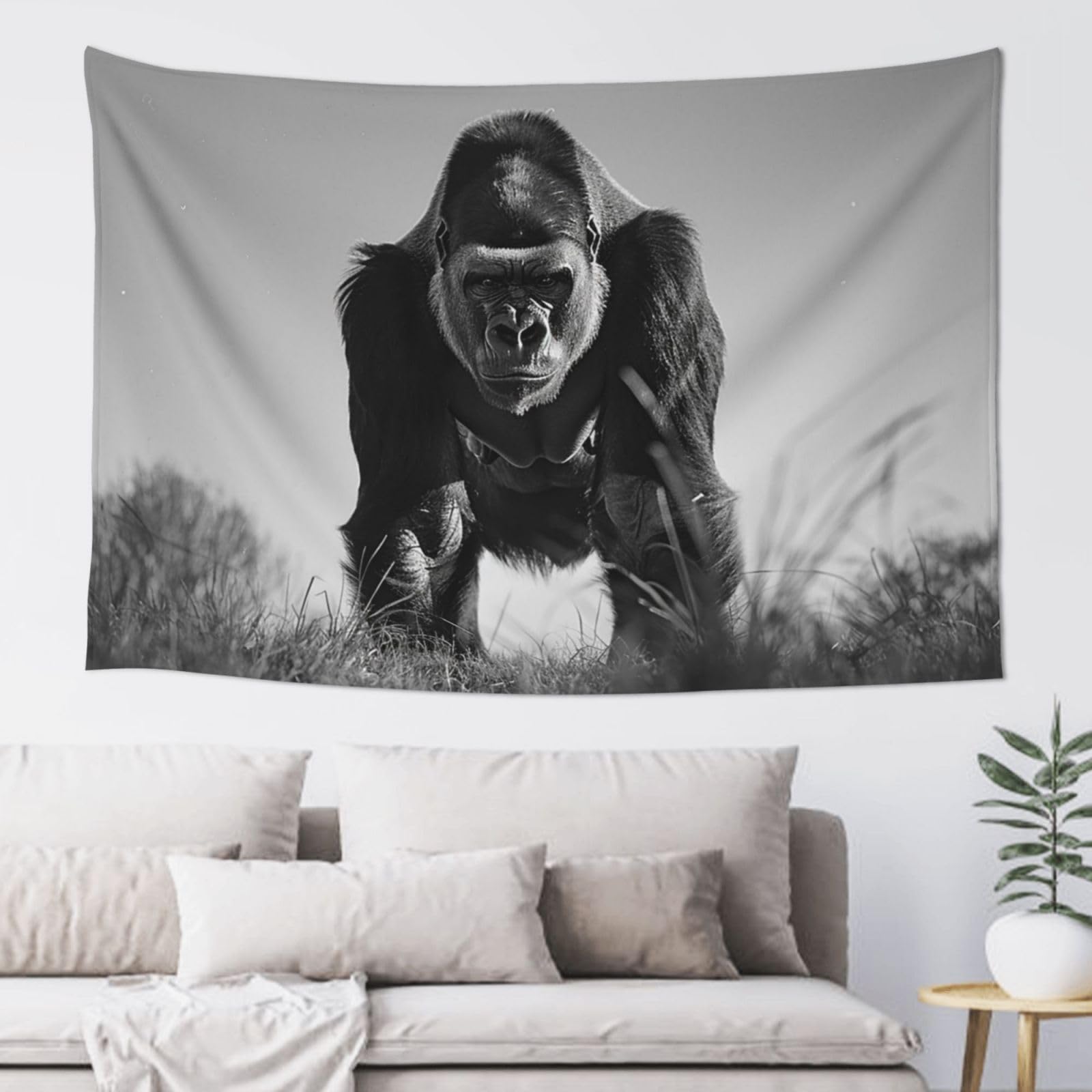 MXDLKSWPOH Tapestry 152x102 cm Art Wall Hanging for Living Room Modern Soft Aesthetic Tapestries Poster Gorilla in the Grass Tapestry Home Decoration Large Wall Tapestries for Bedroom Dorm Decor