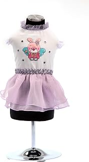 Trilly Tutti Brilli Vestido de Piquet y Gasa con aplicación térmica y Piedras Swarovski, Color Lila – 1 Producto