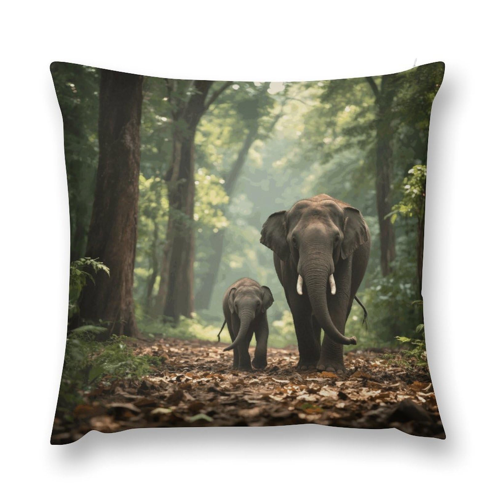 VstaDank Elephants Throw Pillow Cover with Hidden Zipper Farmhouse Couch Pillow Cover Cozy Soft Short Plush Cushion Case Fashion Square Decorative Pillow Cover for Living Room