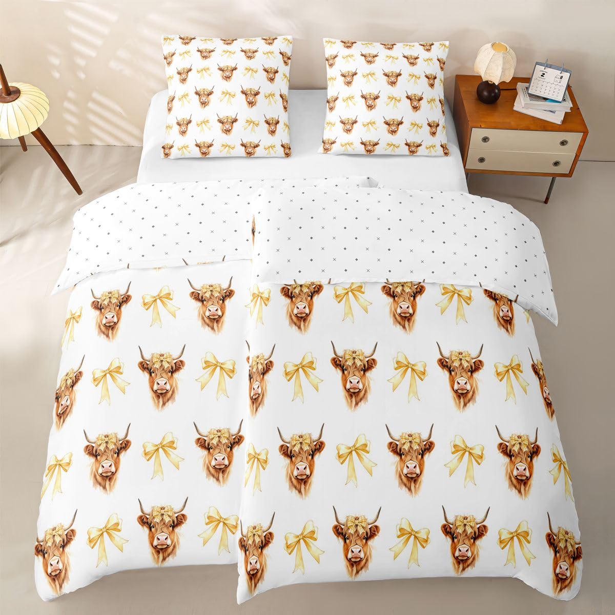 Homewish Kawaii Hochland Rind Bettwäsche 135x200 Set 4teilig