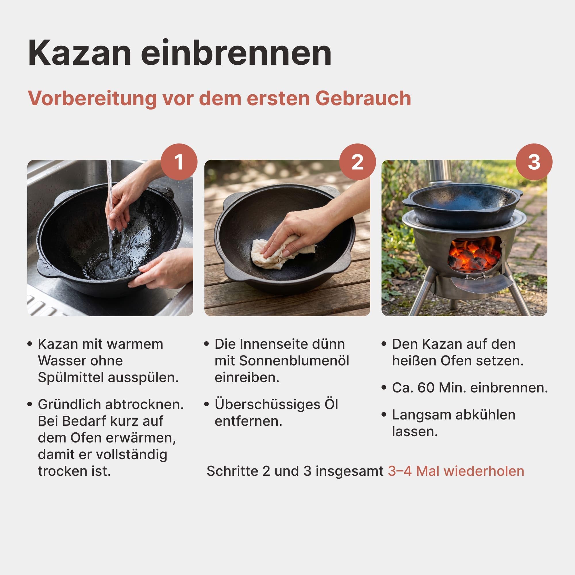 4BIG.fun Kazan Wok en fonte 22 L (fond rond) avec louche à mousse Namangan Uzbek Kazbek Asia Wok Cast Iron Chaudron Camping Usbek avec couvercle en aluminium | Kasan Uzbekisch Asia Wok en fonte pour camping Usbek Marmite pivotante avec couvercle en alumin