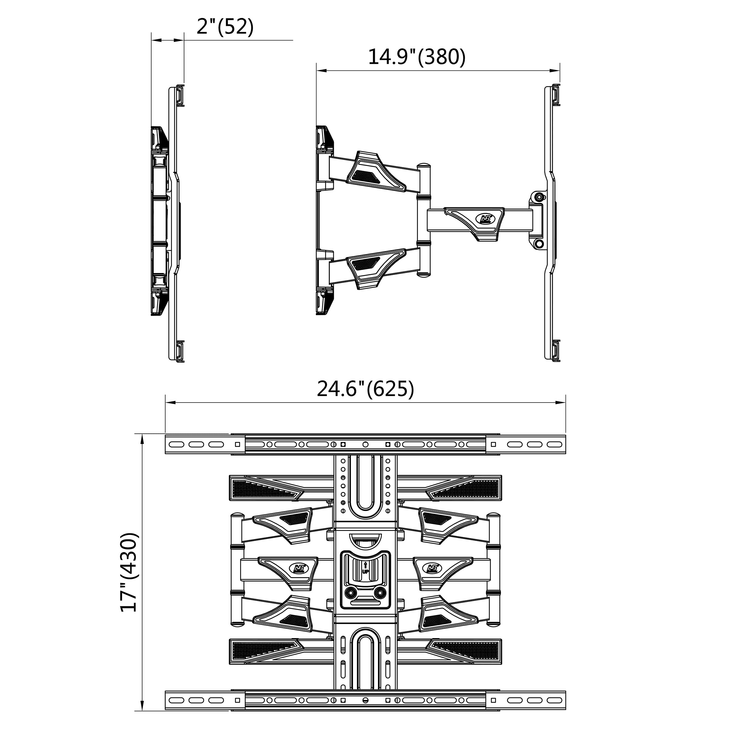 Uniwersalny uchwyt ścienny do telewizorów LCD/LED od 45 do 75 cali (114 – 191 cm), VESA maks. 600 x 400 mm, maksymalny udźwig 45,5 kg