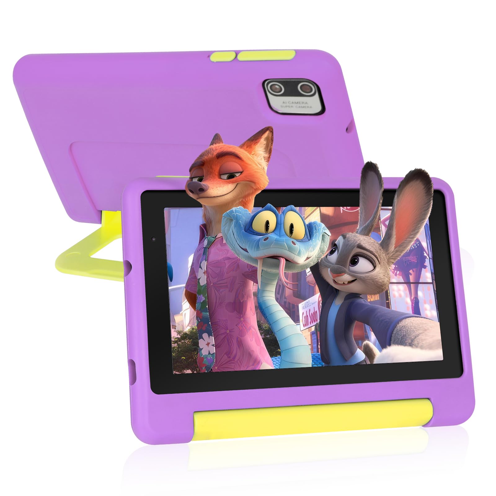 Whitedeer 2026 Latest Kids Tablet, 7 inch Tablet for Kids 3-7 Ages 8GB RAM +64GB ROM, Android 13, Parental Controls, Dual Camera, Wi-Fi, Bluetooth, Type-C, Impact Resistant Case, Gift,Purple