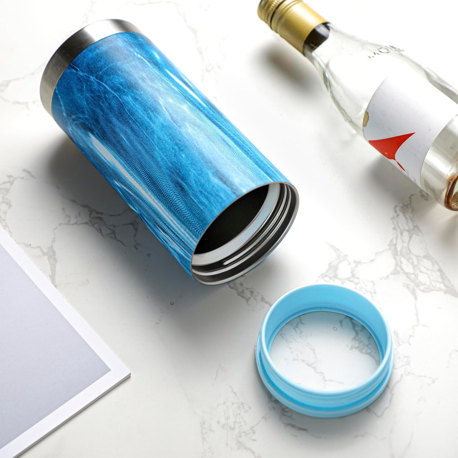 Skinny Can Cooler Double Wall Stainless Steel Insulated Can Holder, 12oz Beverage Sleeve, Drink Holder,for Slim Beer, Hard Seltzer and Energy Drinks(Blue) - Image 5