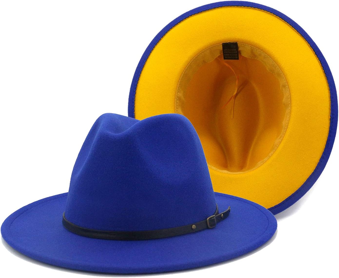 Gossifan Wide Brim Fedora Felt Panama Hat with Belt Buckle