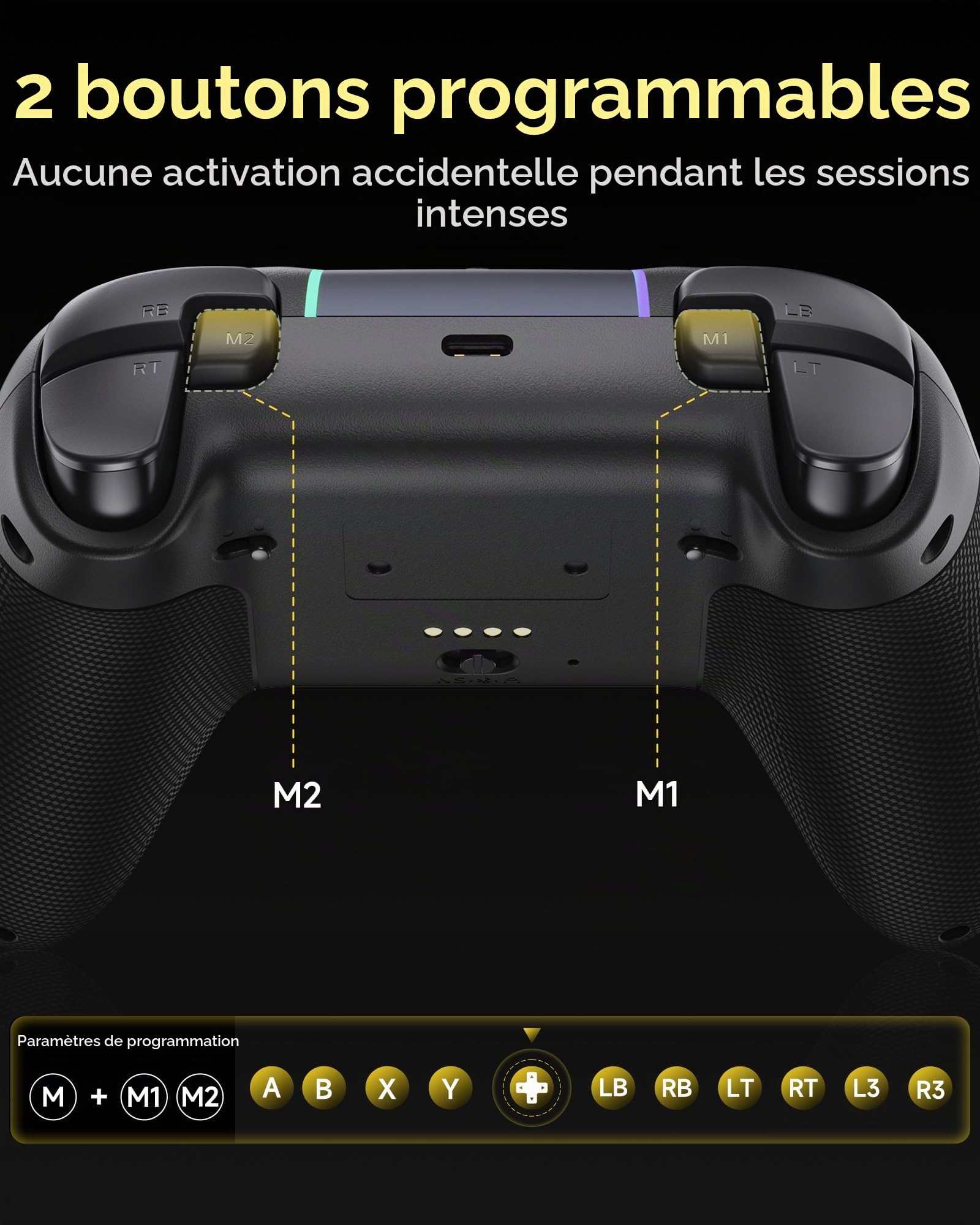 EasySMX X05Pro Manette PC sans Fil avec Station de Charge, Boutons Silencieux, Joysticks Hall, 1000Hz, Gâchettes 2 Niveaux, D-Pad 8 Directions, Batterie 1000mAh, pour PC/Switch/Android/iOS – Noir.