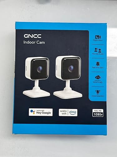 Miniatura 7 de GNCC Cámara de seguridad para interiores, 2 paquetes de cámaras 1080P para cámara Wi-Fi de seguridad para el hogar, detección de movimientosonido,