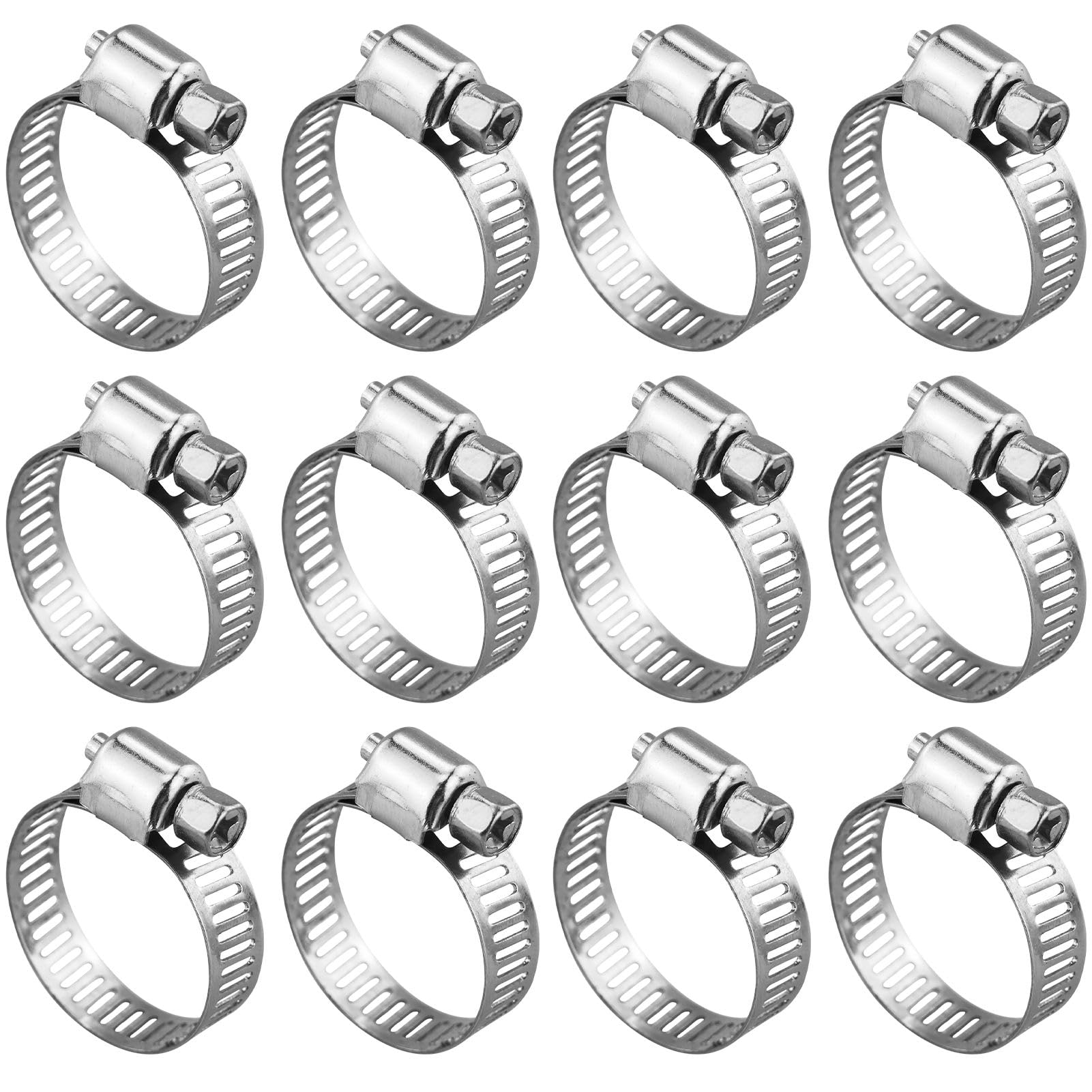 Easykeenecom Silver 9Pcs Hose Clips Stainless Steel 16-25Mm Jubilee Clips Assorted Hose Clamps Adjustable Hose Pipe Clips Worm Drive Small For Flexible Exhaust Hose Pipe Washing Machine Garden Connections