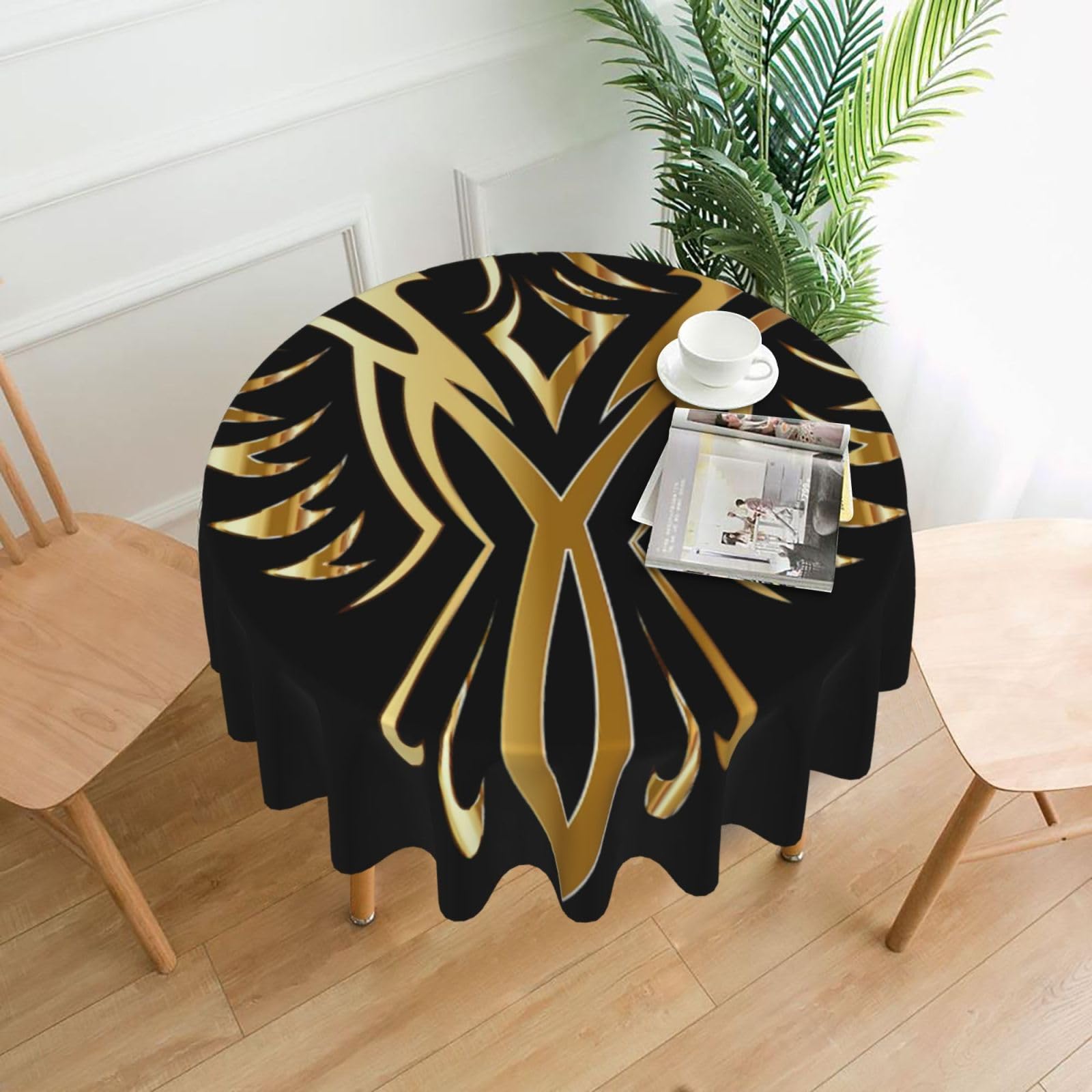 Uusnwaa Phoenix Print Round Tablecloth 60 Inch, Stain Wrinkle Resistant Washable Polyester Table Cover For Kitchen Party