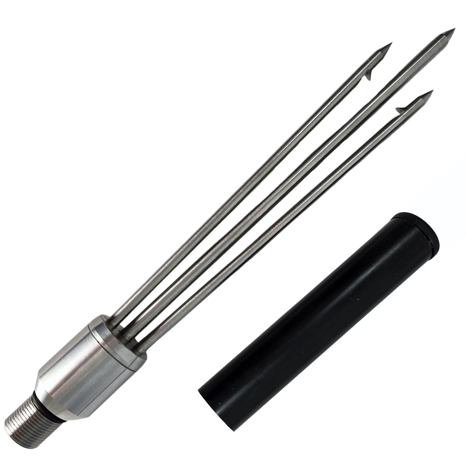 6.5" Replaceable Spear Tip for Aquatic Hunt Pro Spears – in-Line 3-Prong SS304 Design, M14 x 1.0mm Thread, Stone Shot Center Prong & Inward Barbed Side Prongs