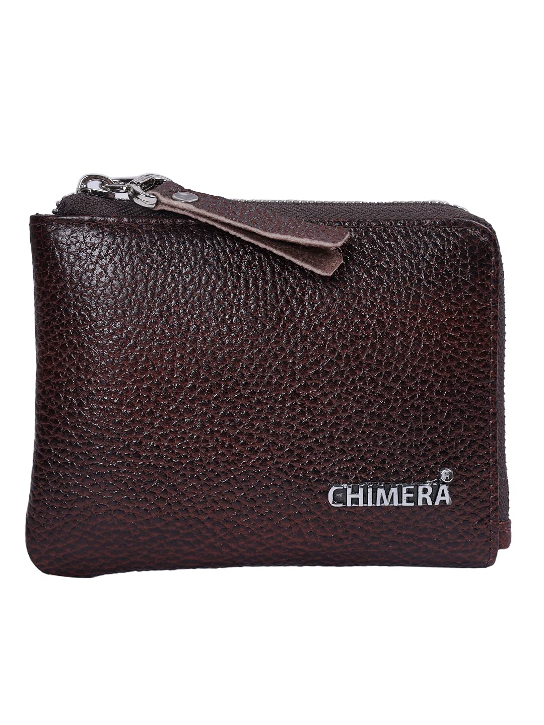 chimera Genuine Leather Small Corner Zip Wristlet Wallet for Men & Women - Handmade with Natural Tanned Leather (Brown)-picture-29