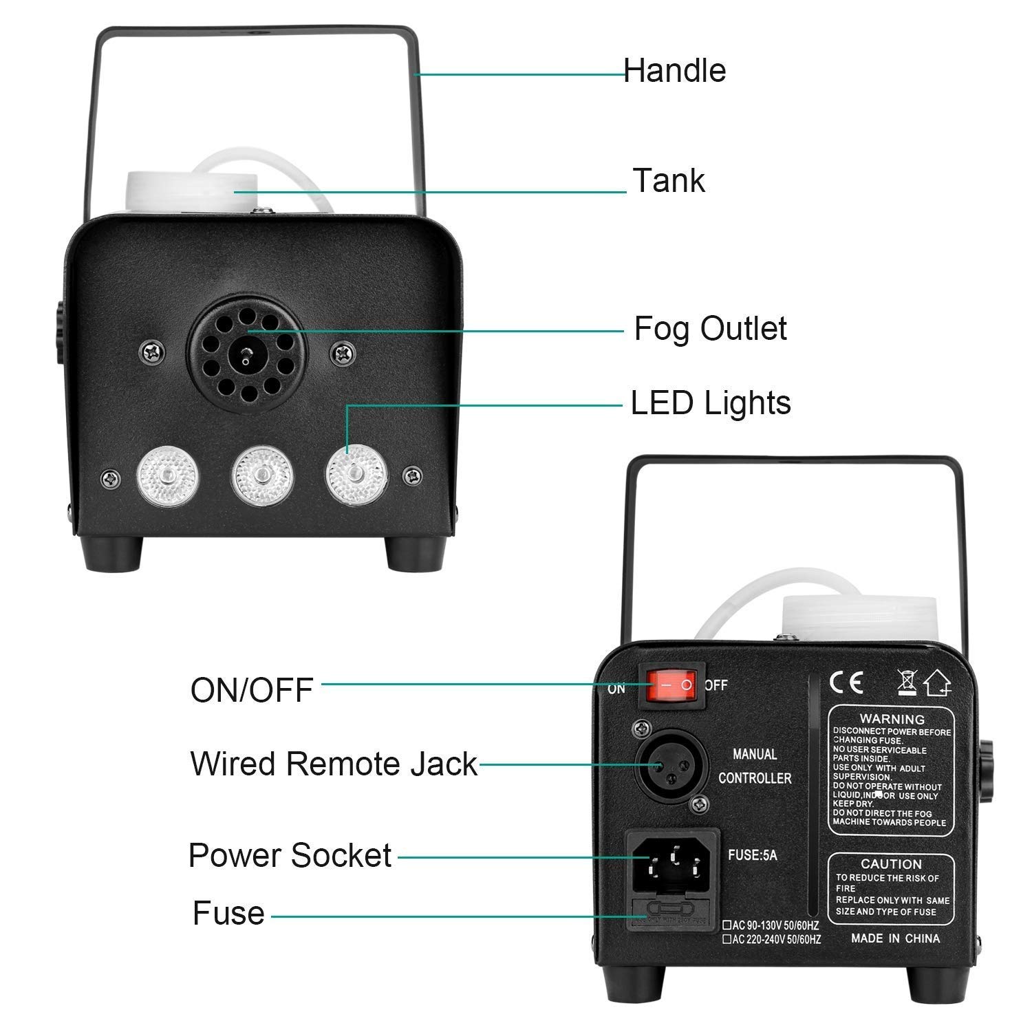 Amazon.co.jp: フォグマシン、ライトとワイヤレスリモコン付き500W