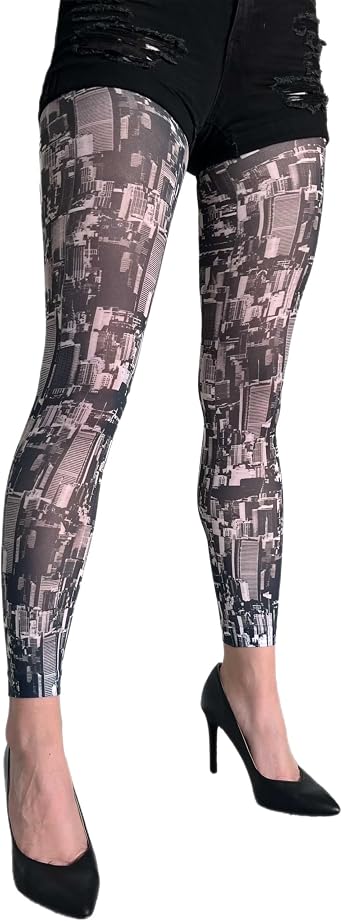 New York Skyline Printed Footless Tights For Women