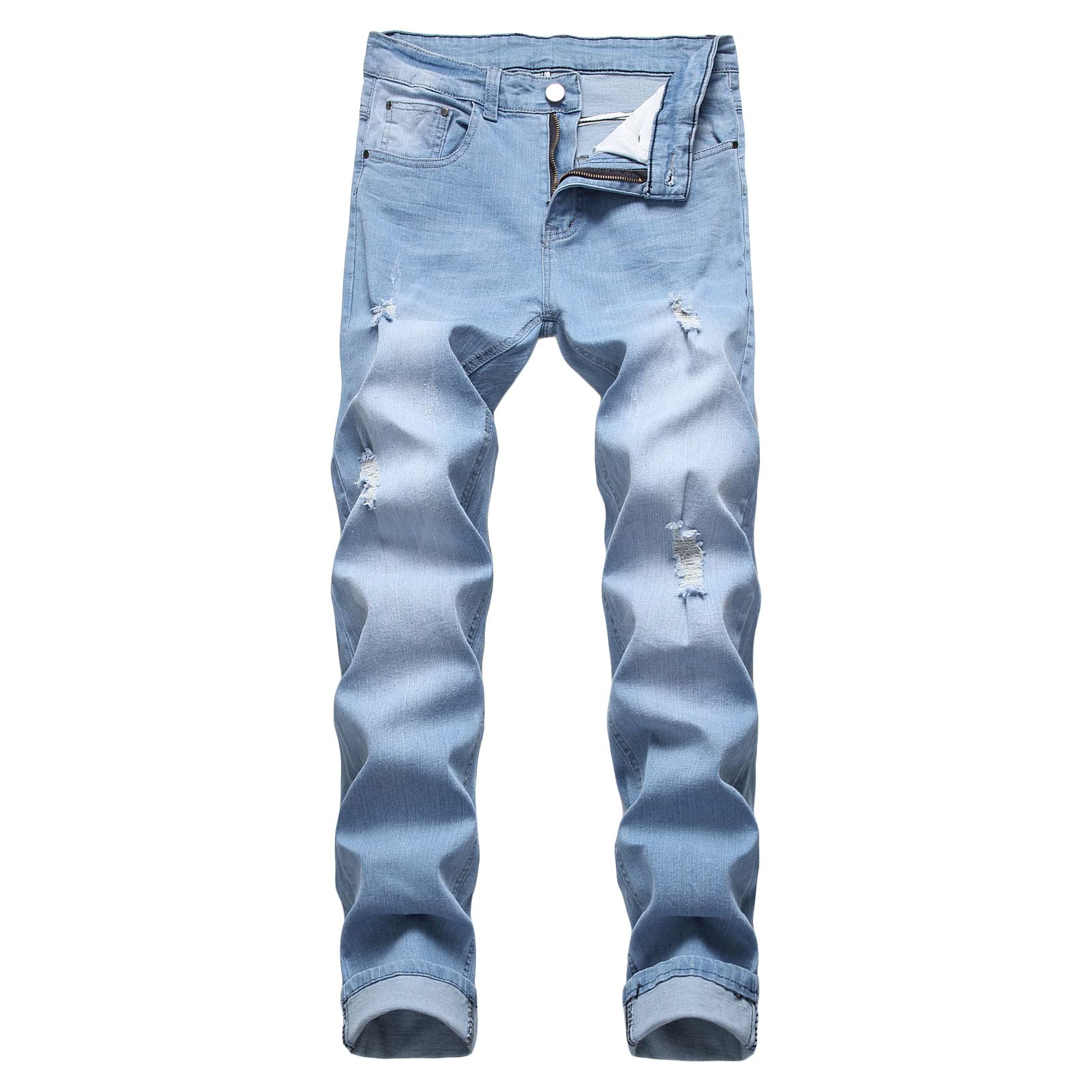 Jeans breaking hole oversize hommes coupe longue fourche slim-fit conique - 8