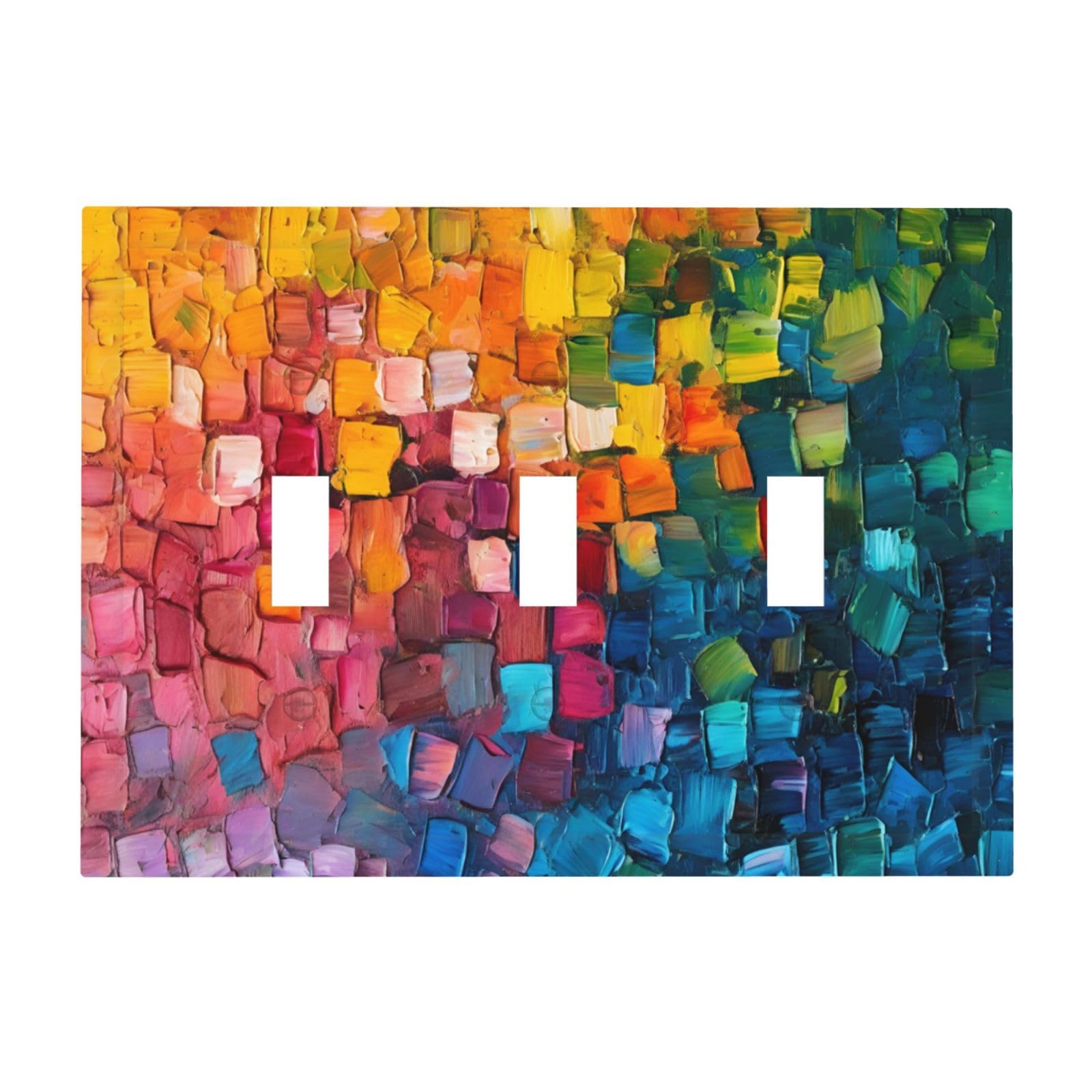 Decorative Light Switch Plate Covers Colorful Rainbow Prism Cube Pink Blue 3 Gang Light Switch Cover Plate Triple Toggle Wall Plate Outlet Covers Faceplate for Bedroom Home Decor
