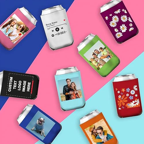 Miniatura 4 de Enfriadores de cerveza personalizados con funda para latas, 1 a 150 unidades, soporte para botellas de bebidas con logotipo y texto de imagen para