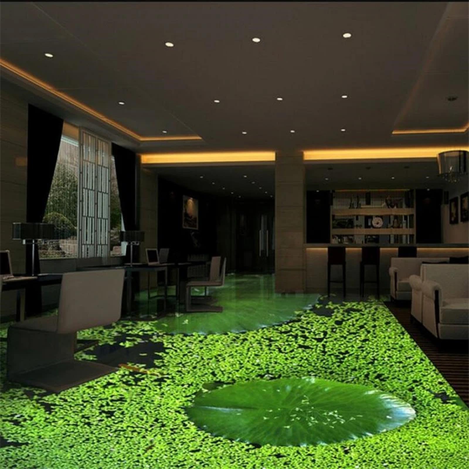 Sticker mural 3D carrelage étang feuille de lotus décoration murale chambre