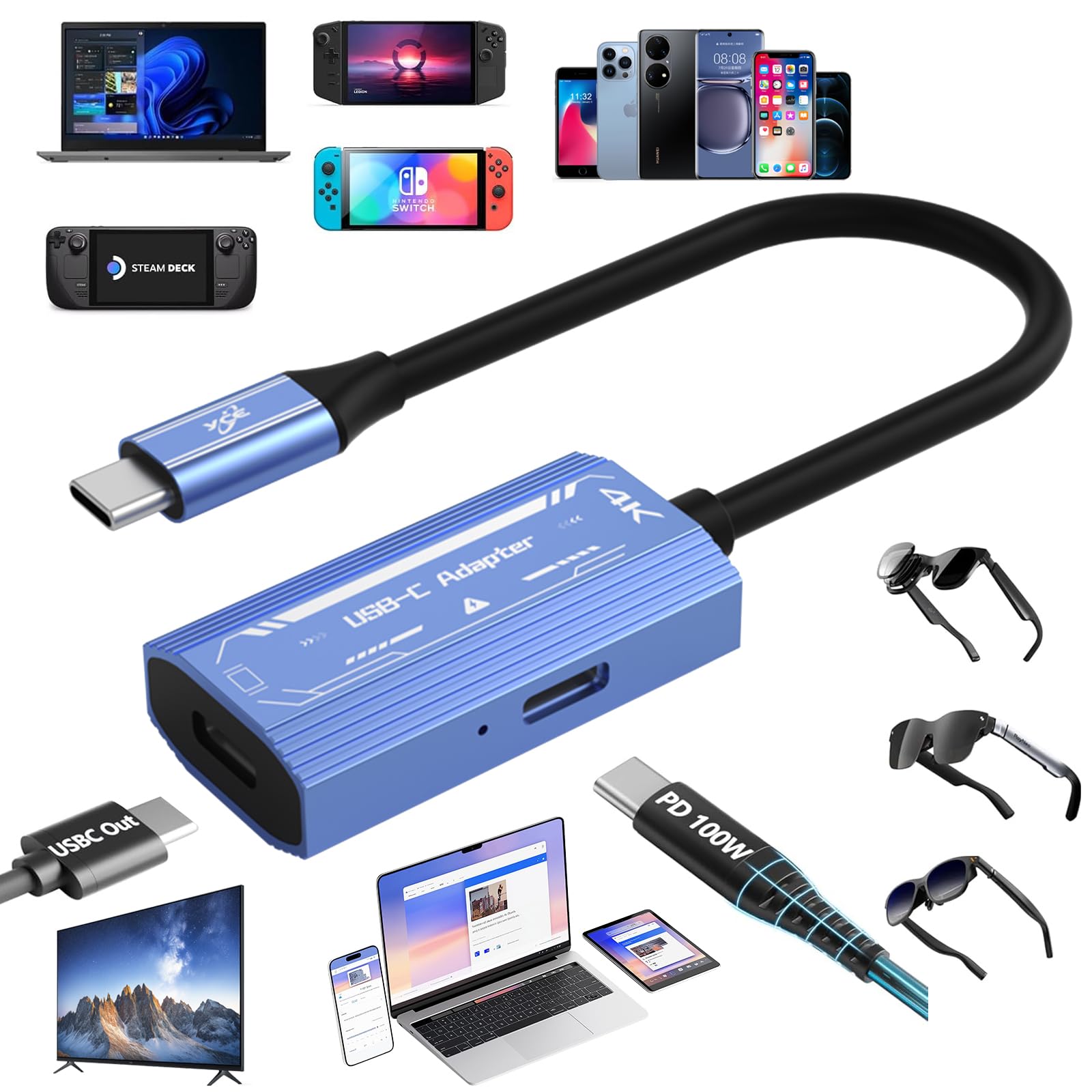 Amazon.com: Porpen xreal hub USB c to ar Glasses Charging Adapter