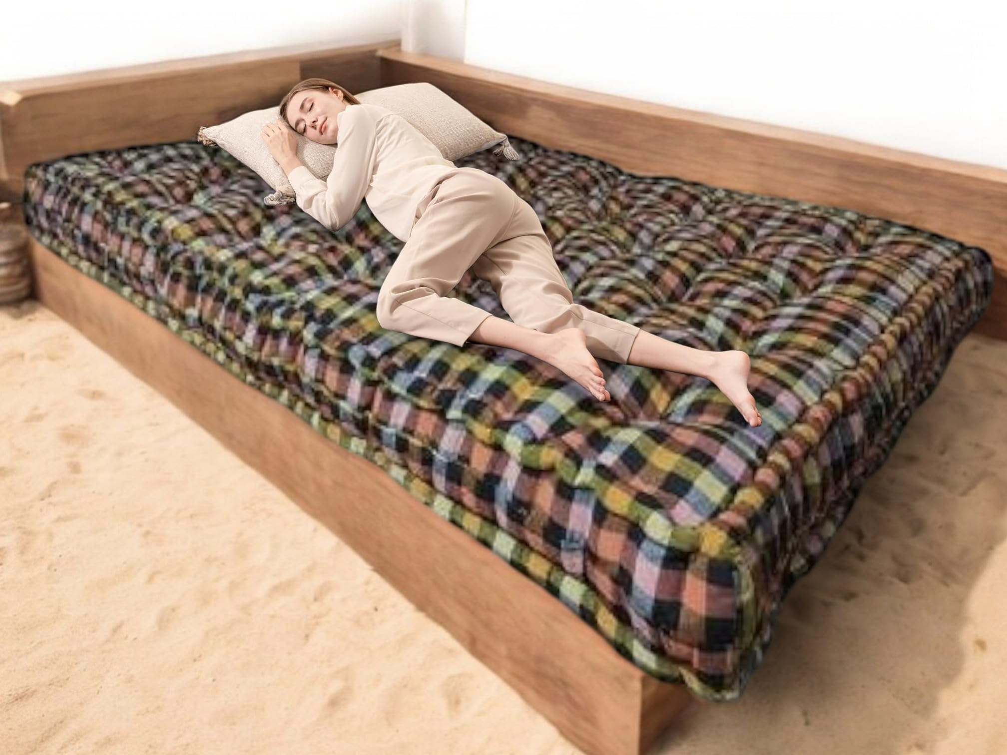 IMSMARTMART King Cotton Quilt Box Mattress - 6x6 ft, 5-Inch Thick, Breathable, Comfortable, Durable, All-Season, Ideal for Sensitive Skin (72x72 Inches)-image-27