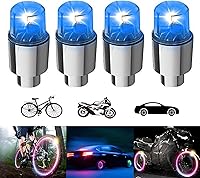 Vista 1 de Paquete de 4 luces LED para rueda de bicicleta, tapones para válvulas de neumáticos de automóvil, tapas de vástagos de bicicleta, motocicleta