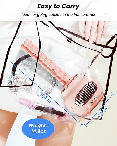 Miniatura 7 de coldSky Ventilador para cochecito de bebé, sin aspas, oscilante automático 130, 4 velocidades, rosa