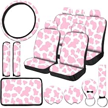 15 Pcs Car Steering Wheel Cover Center Console Armrest Pad Headrest Seat Belt Cover Handbrake Cover Keychain Coaster Full Set Car SUV