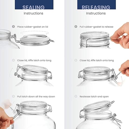 Vista 63 de Bormioli Rocco Fido Mandíbula cuadrada con tapa azul, 33-3/4 onzas, 33.75 onzas, transparente Claro