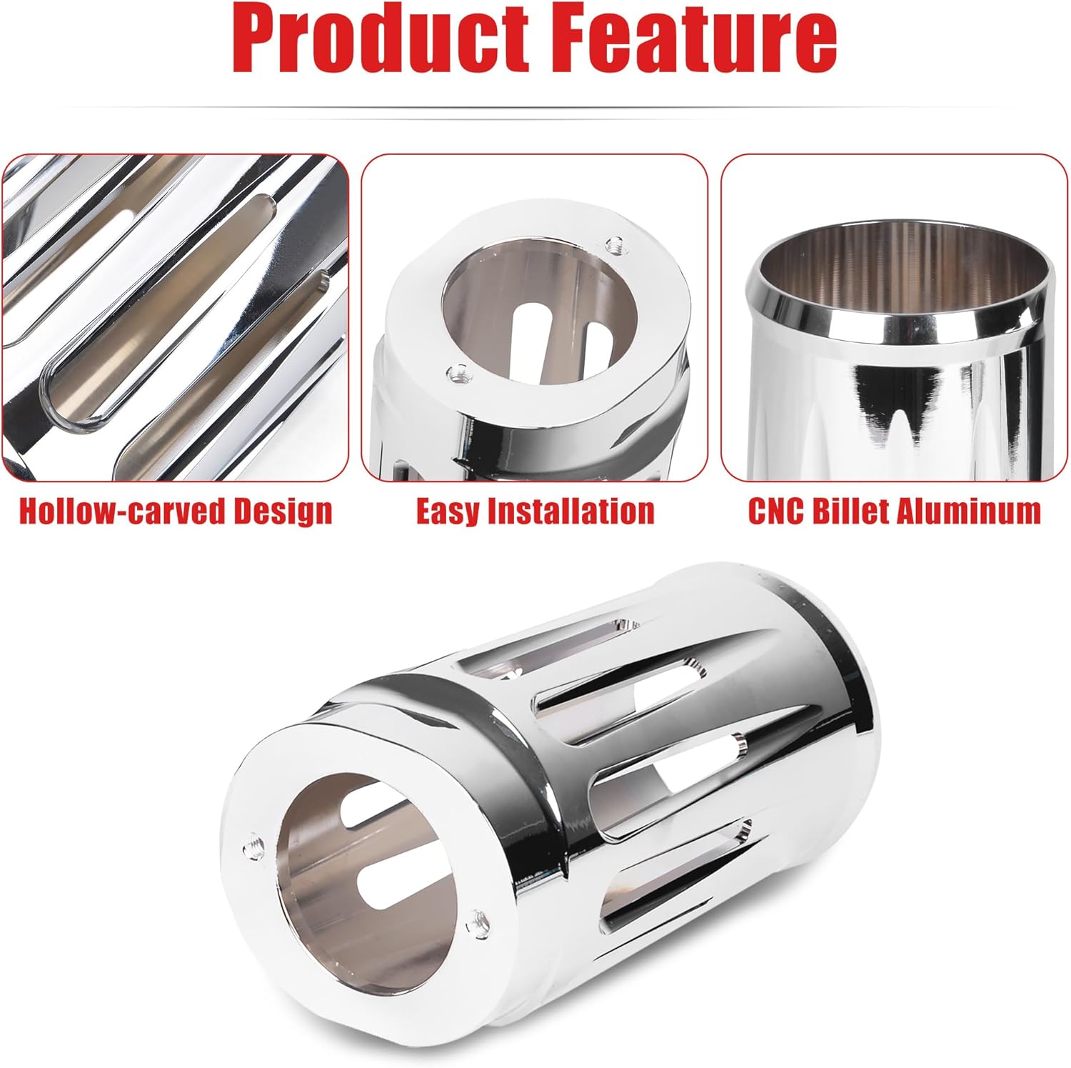 Goldfire Upper Fork Slider Covers Billet Fork Boot Slider Protective Shells Fit For Harley FLT FLHR FLHX FLHT COW Bells Touring Street Glide 1986-2019 Accessorie (Chrome Style)