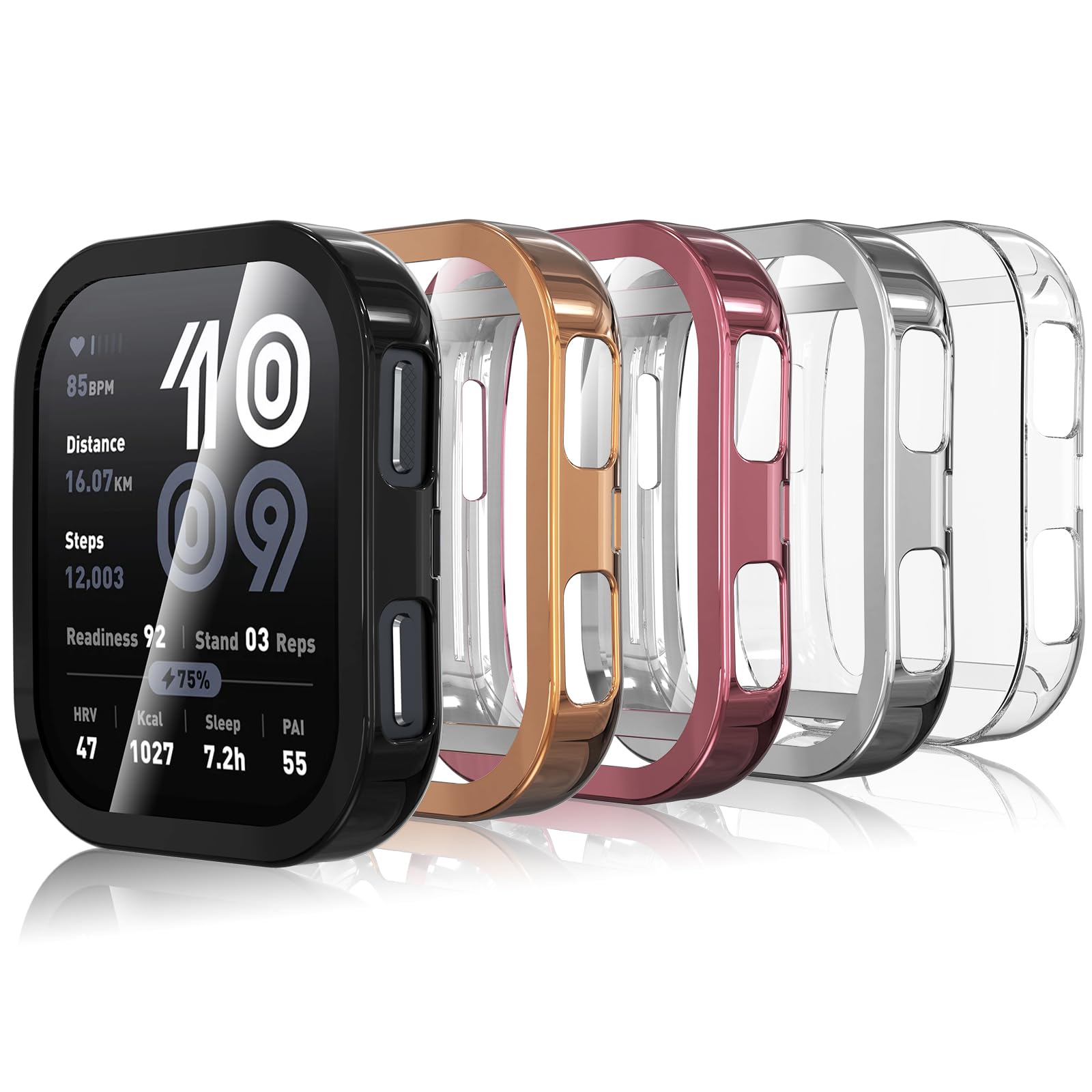 Hianjoo 5 Piezas Funda Compatible con Amazfit Bip 6, Bip 6 Suave Cubierta TPU Silicona Goma con Completo Protector Pantalla Carcasa Marco Resistente Rasguños Protectora