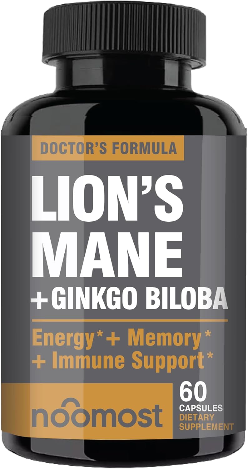 NooMost Lions Mane Supplement Organic Capsules - With Ginkgo Biloba - Cognitive Health, Focus & Memory Support - Natural Superfood for Brain, Energy & Immune Health - Non GMO- 60 Caps - 2 Month Supply - Image 7