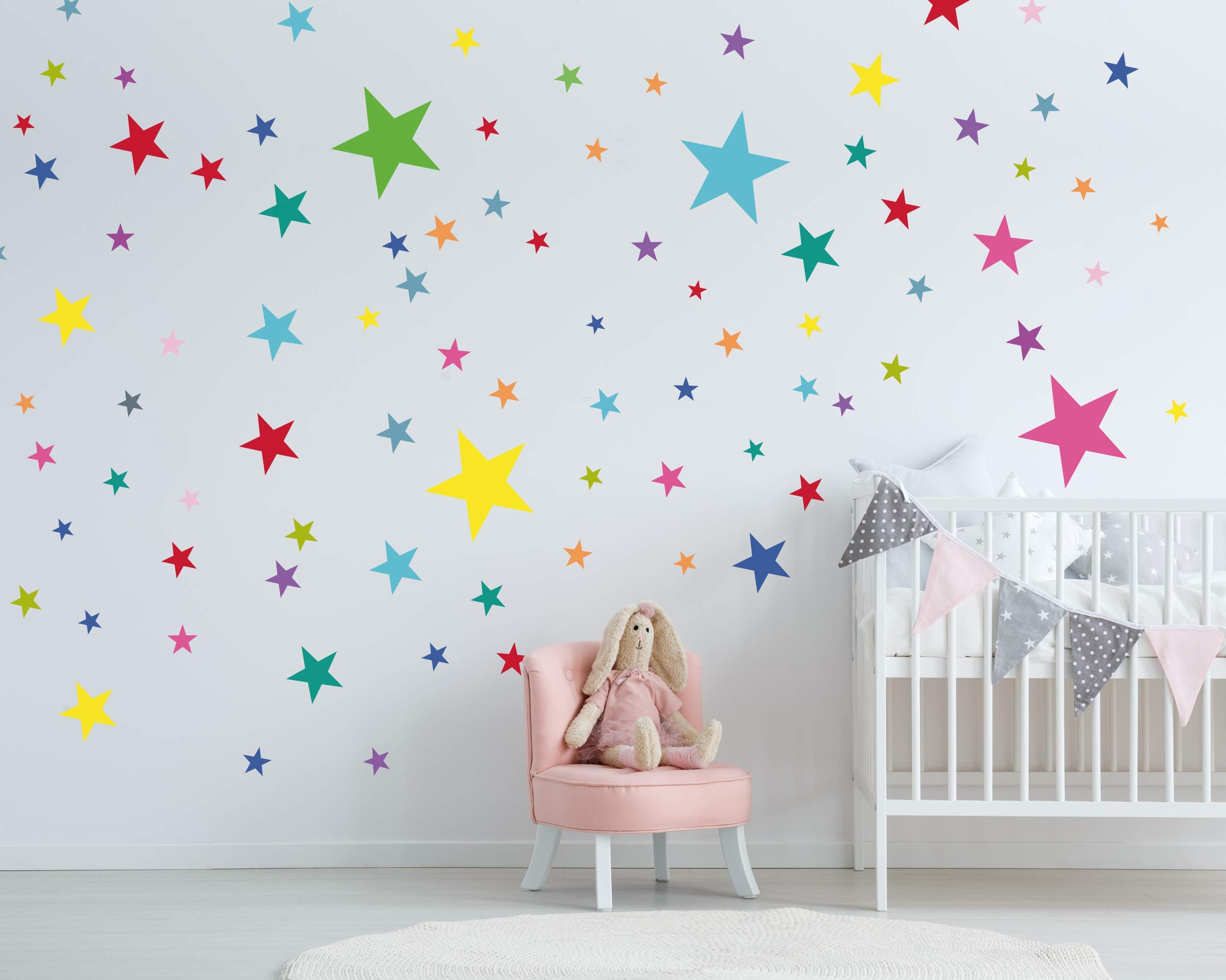 Adhesivo de pared de 50 estrellas para la habitación de los niños - colores pastel, cielo estrellado de bebé para pegar en la decoración de la pared de adhesivo de pared, Vistoso