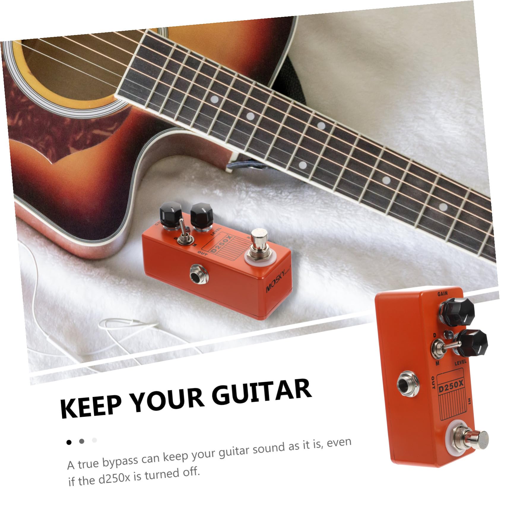 Pedale Effetto Distorsione per Chitarra Elettrica Arancione in Metallo True Bypass e Facile Sostituzione, per Pedalboard Musicale