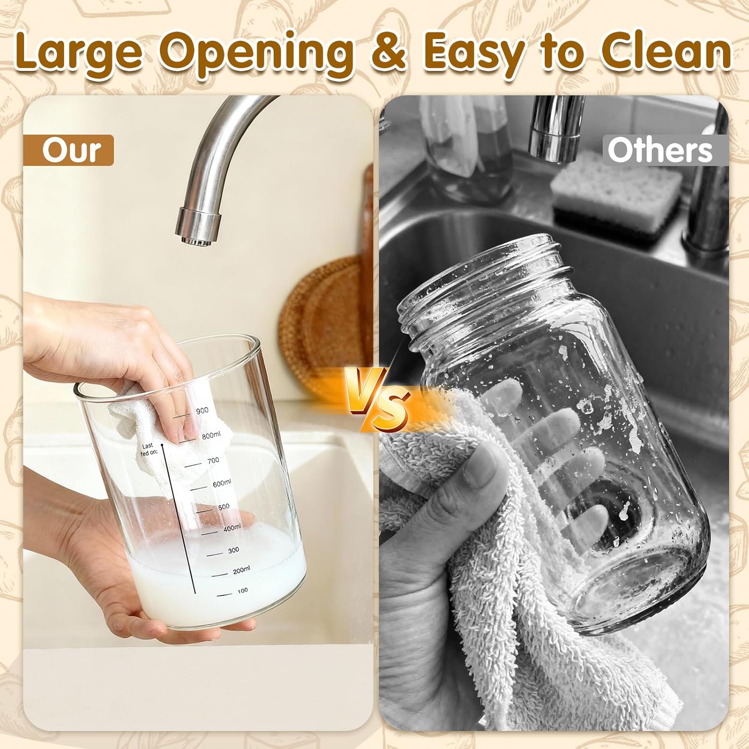 34oz Sourdough Starter Jar Kit,Wide Mouth Sourdough Starter Container with Feeding Tracking Band, Silicone Spatula&Sourdough Starter Kit-Baking Supplies(2 pack). (Blue) - Image 6