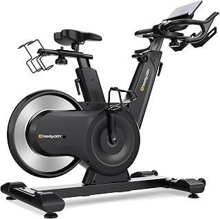 BodyJoy 306EF - Bicicleta estática Spinning, resistencia magnética de 32 niveles, pantalla LCD, volante de inercia de 5 kg, soporte para tableta, 150 kg de peso máximo