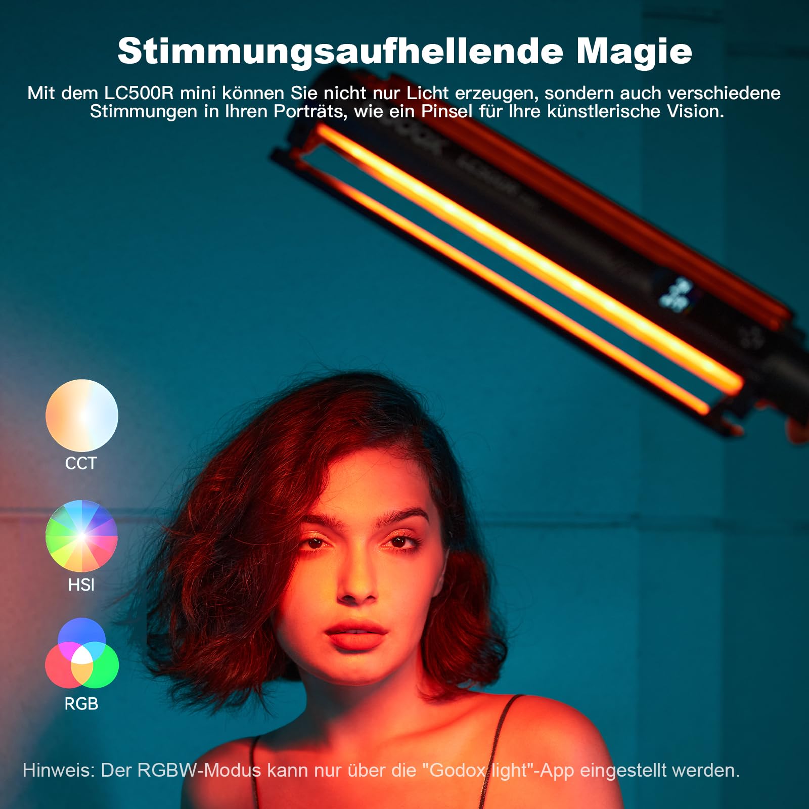 Godox LC500R Mini-RGB-Lichtschlauch Light Stick Hand-held 2500K-8500K Full Color Smartphone APP 15 Lichteffekte mit Scheunentor + Tragetasche