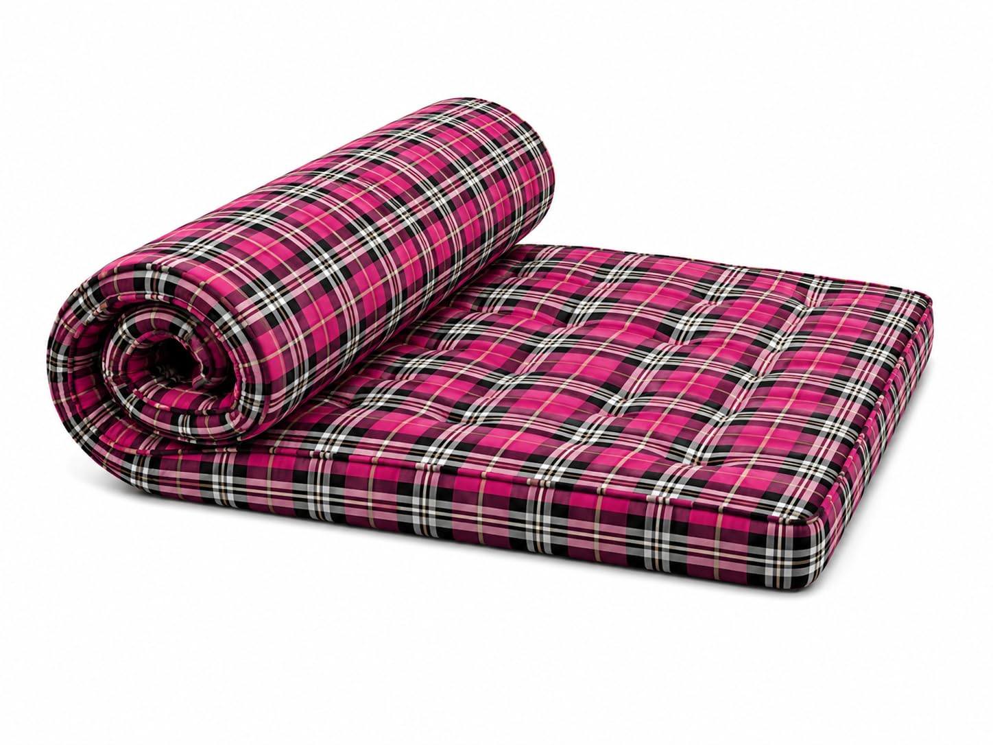 Box Bordered Cotton Mattress 3 x 6 Feet | 5 Inch Thick Cotton Filled Gadda | Foldable Floor Mattress for Sleeping, Guest Bed, Hostel, Home & Travel (Pink)-image-7