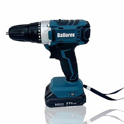BALLOREX KS-21VD Cordless Drill Machine/Driver with 2 Batteries Reversible Switch Multi-Torque Clutch, Keyless Chuck - Wood, Metal & Concrete, 5C 2Ah