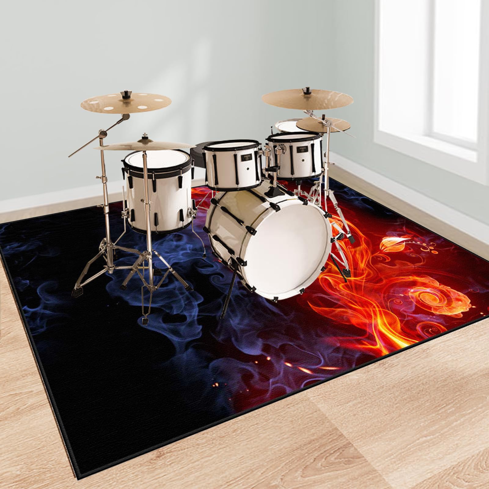 Alfombra para Bateria Acustica Alfombra Bateria Electronica Alfombra de Tambor Alfombrilla Insonorizada Batería de Jazz Alfombras Antideslizantes Almohadilla de práctica electrónica 120 x 100 cm