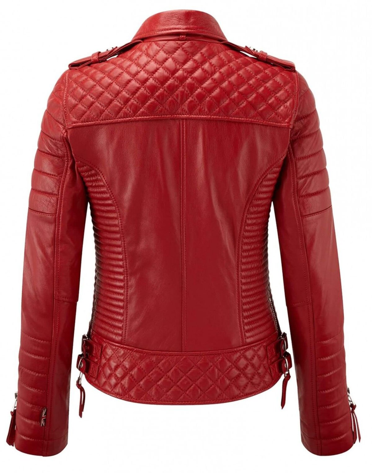 Brando Veste de moto courte en cuir véritable avec fermeture éclair croisée pour femme, rouge vin, 5XL