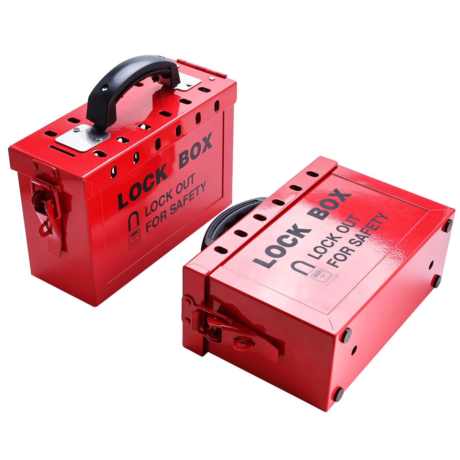 Lockout Tagout - Caja de bloqueo de grupo, caja de acero portátil roja, capacidad de 12 candados de seguridad para procedimientos de loto, paquete de 2