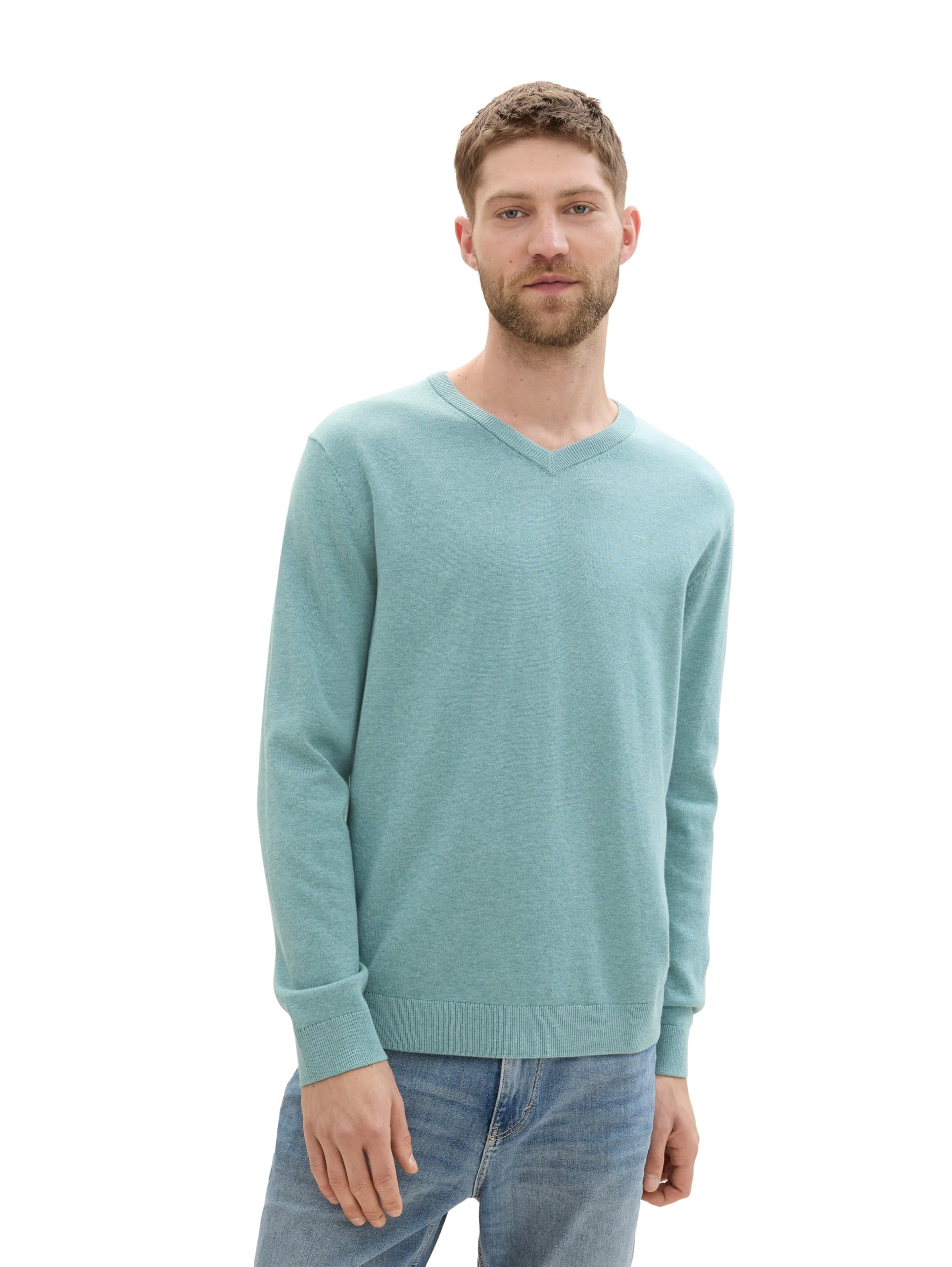 TOM TAILOR Herren Strickpullover mit V-Ausschnitt