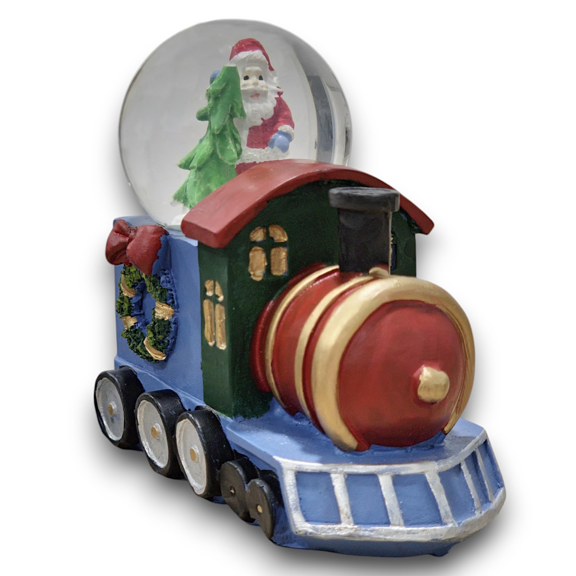 Gerimport Bola de Nieve Navidad Tren con Papá Noel - Bola Cristal con Nieve Decorativa - Adornos Navideños Originales - Decoración Navidad 2024-9,5x8,7 cm