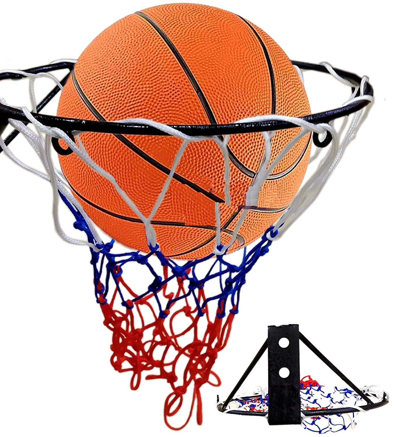 Heavy Duty Polyester Basketball Stand with Net and 7 no Basketball (Multicolour)