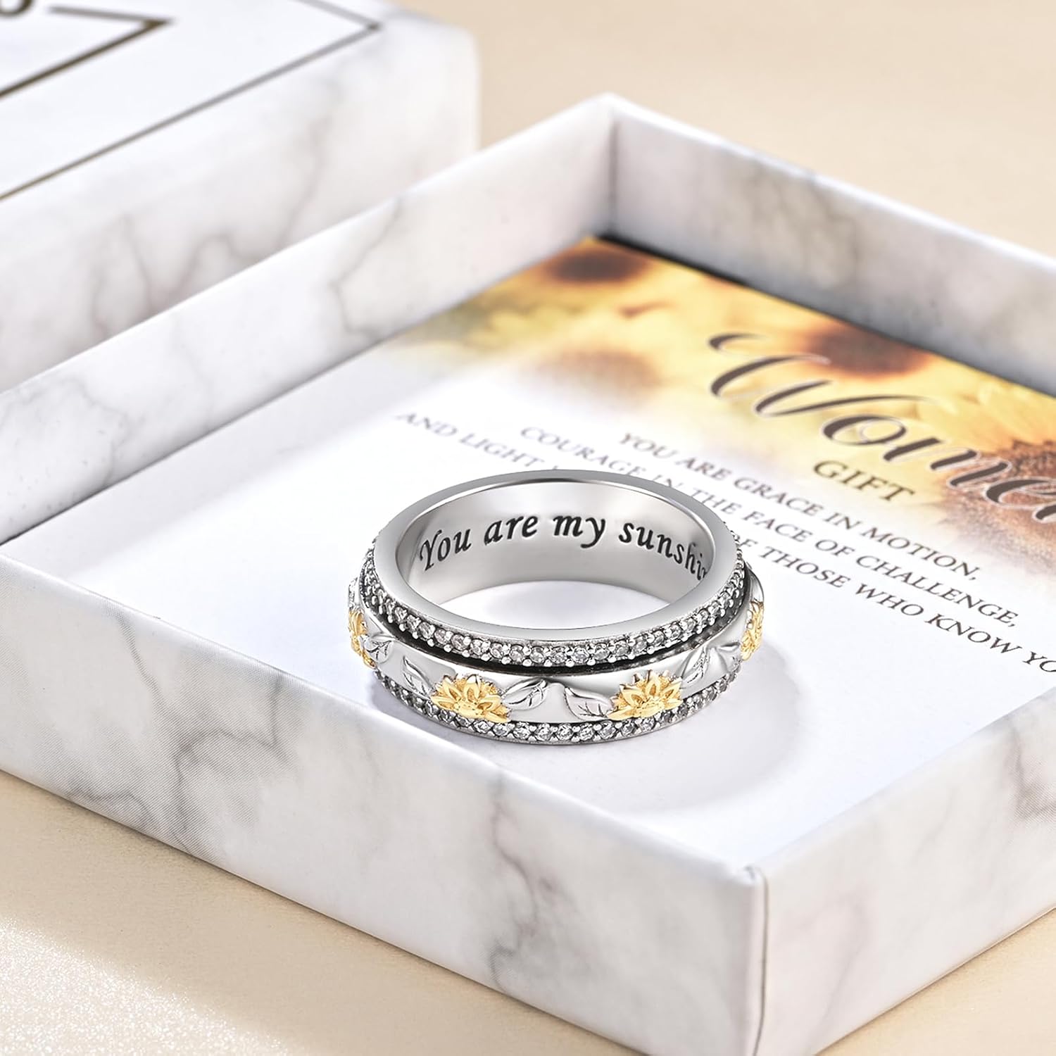 Anxiety Rings for Women Sterling Silver Spinner Fidget Rings for Anxiety Women