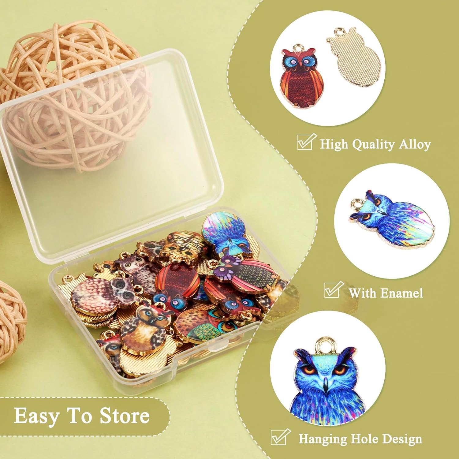 24pcs Owl Enamel Charms Halloween Owl Enamel Charm Colorful Animal Pendants for Earrings Necklaces Bracelets Jewelry Making DIY Craft Findings - Image 4